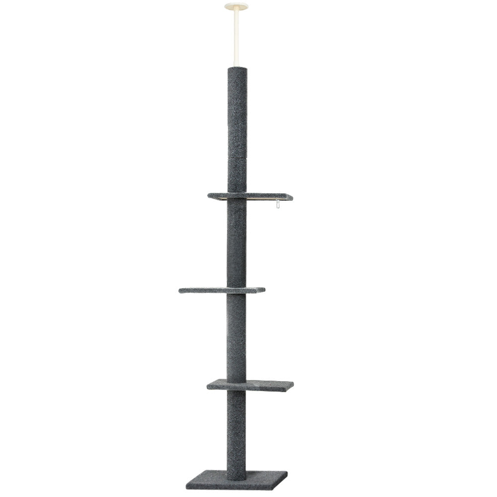 Floor-to-Ceiling Cat Tree – 290cm Adjustable Tower (Grey)