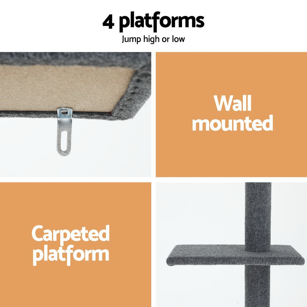Floor-to-Ceiling Cat Tree – 290cm Adjustable Tower (Grey)